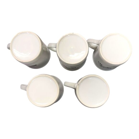 Set of 5 RCA Nipper Victor Gramophone Logo Vintage Coffee Cup Black on White Mug - Picture 5 of 7